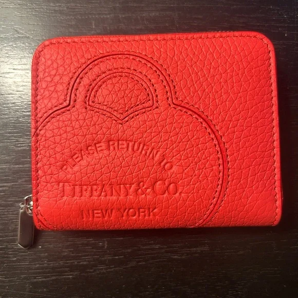 New! Tiffany & Co. “Return to Tiffany” Compact Zip Wallet - “Hibiscus” leather - Picture 2 of 14
